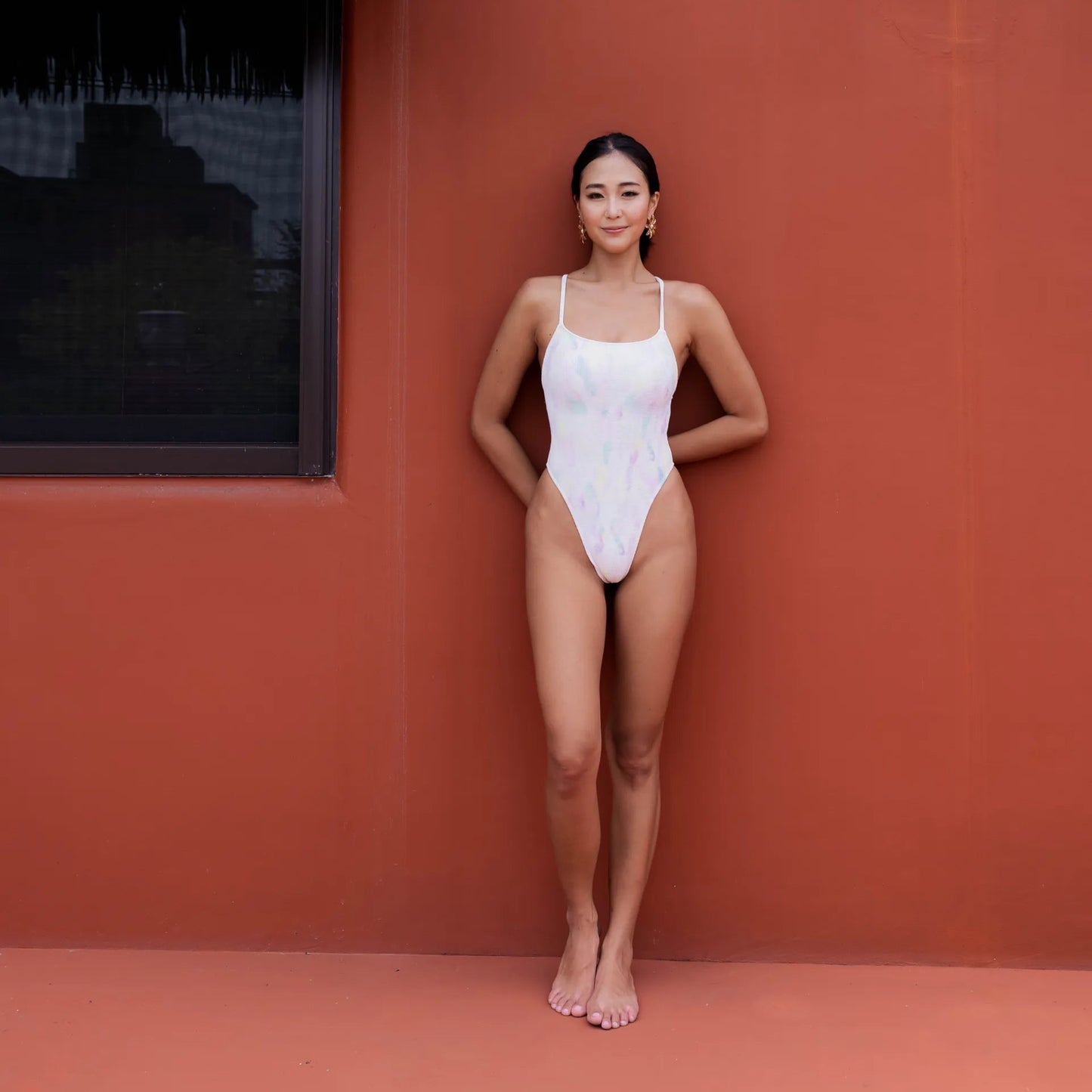 交叉美背連身泳衣