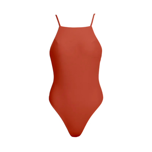 平口極細雙帶 露背連身泳裝