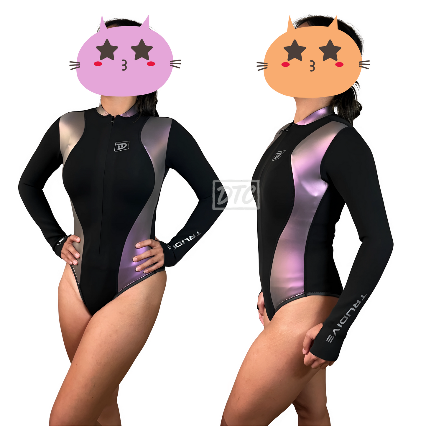 【藍鯨星雲系列】變色布料前拉鍊半身防寒衣