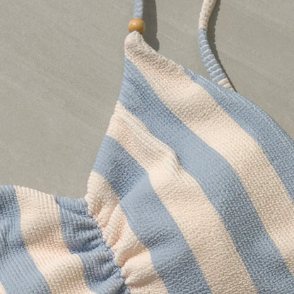 復古美背連身泳裝